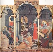 Fra Filippo Lippi The Osservanza Master The Birth of the Virgin,with other Scenes of her Life